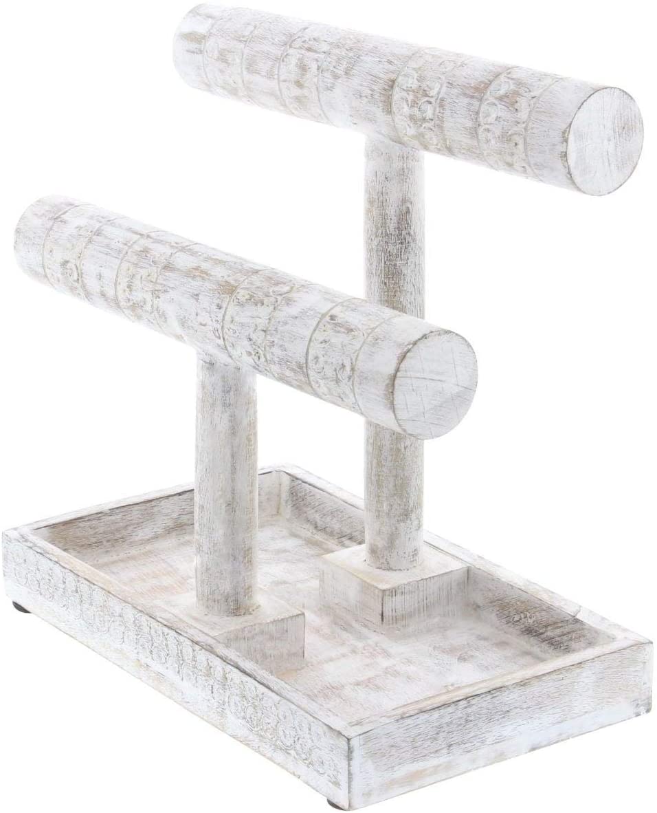 MISC Wood Jewelery Holder 11 Inches Wide 12 High White Rustic