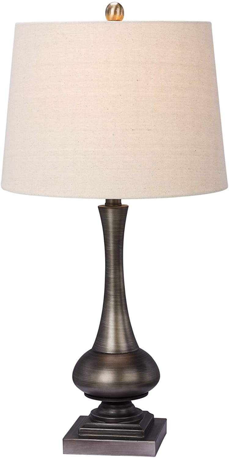 s 28 Metal Table Lamp Dark Silver Finish Grey Transitional