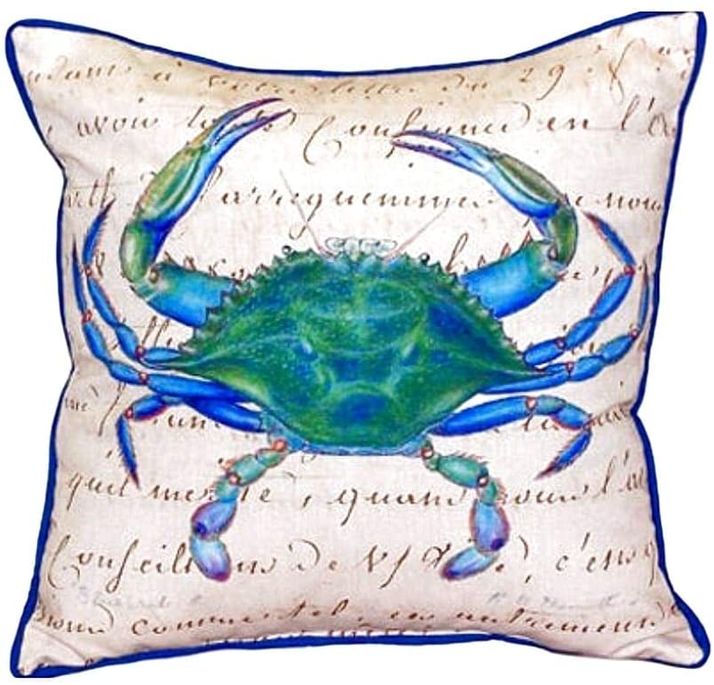 Male Blue Crab Beige Small Indoor/Outdoor Throw Pillow Color Modern Contemporary Polyester One