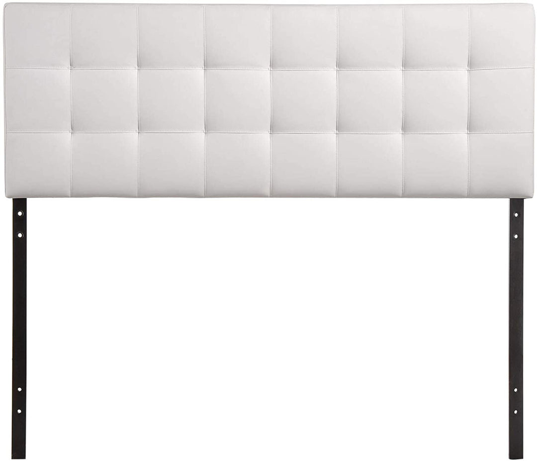 Lily Queen Vinyl Headboard White Modern Contemporary Faux Leather Tufted