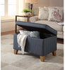 Storage Ottoman Blue Solid Casual Rectangle Fabric Wood