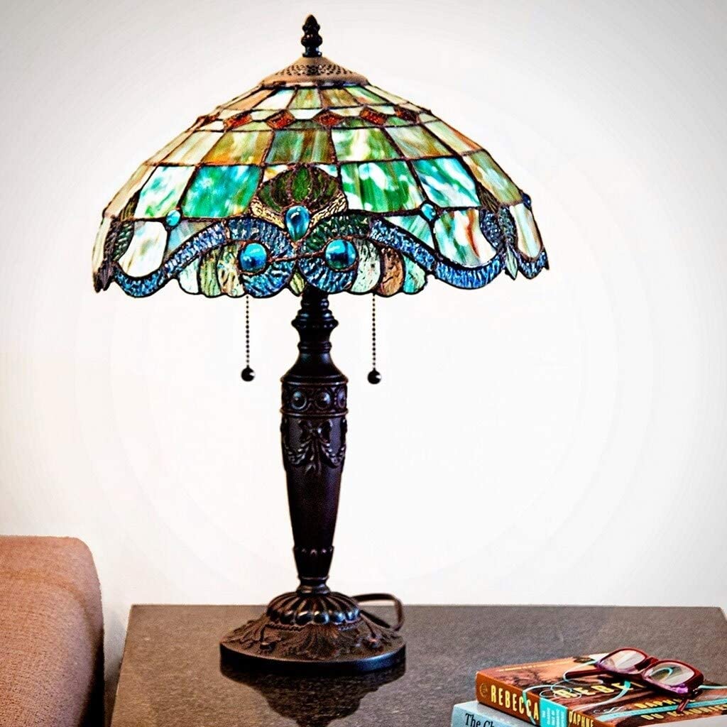 Brown Bronze Table Lamp 20" Glass Desk Lamp Colorful Bowl