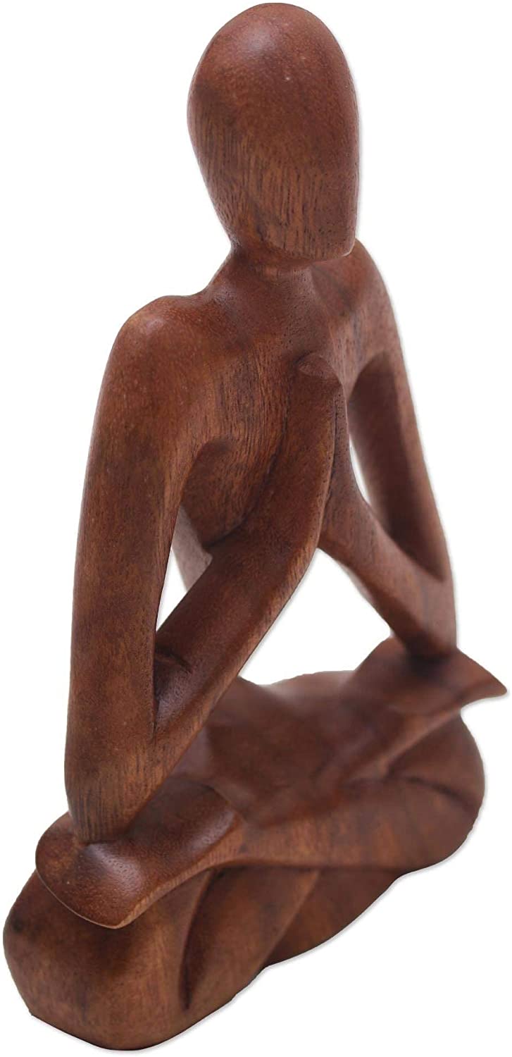 Wood Sculpture 'Natural Meditation' Indonesia Brown Handmade - Diamond Home USA