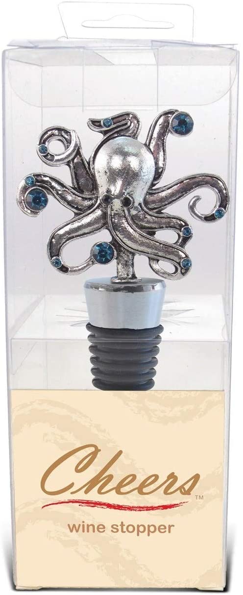 Cheers Metal Octopus Wine Stopper Color 1 Piece - Diamond Home USA