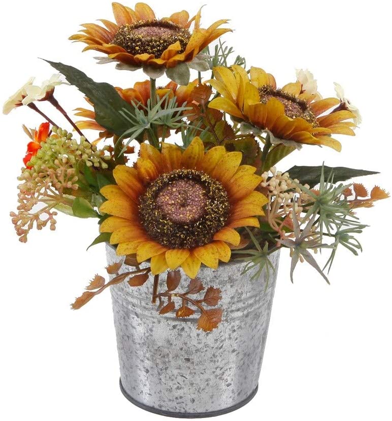 8" Tall Sunflowers Tin Yellow - Diamond Home USA