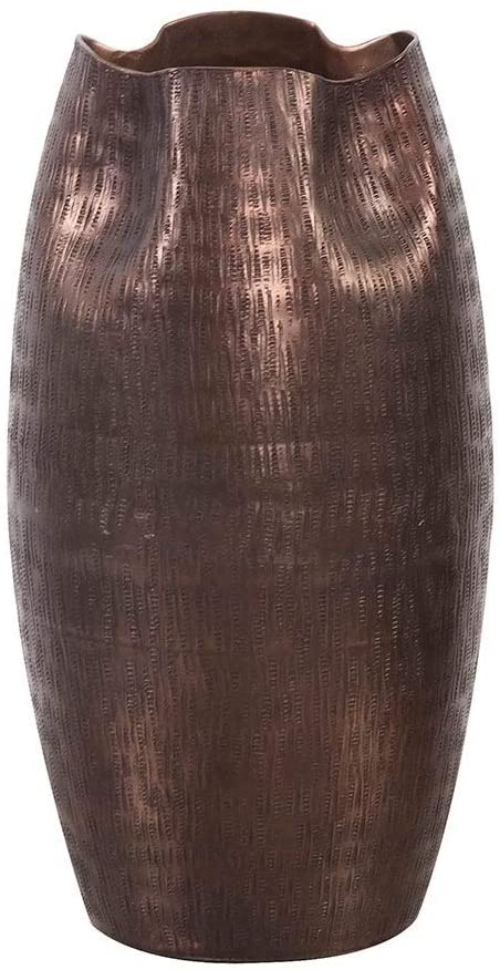 MISC Textured Deep Copper Aluminum Pinched Top Vase Small Brown