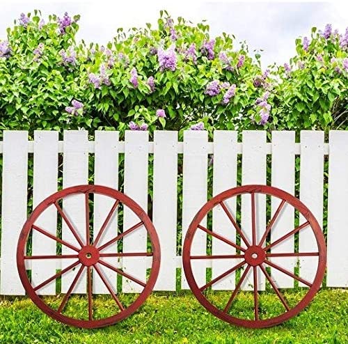 en Wagon Wheel Antique Red Finish (Set 2) Farmhouse