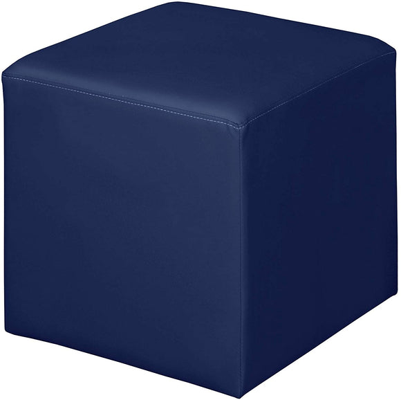 Unknown1 Jute Square Ottoman Blue Modern Contemporary Leather Armless