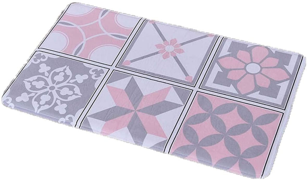 Printed Microfiber Mat Bath Rug 29 5 ESL X 17" w Pink Geometric