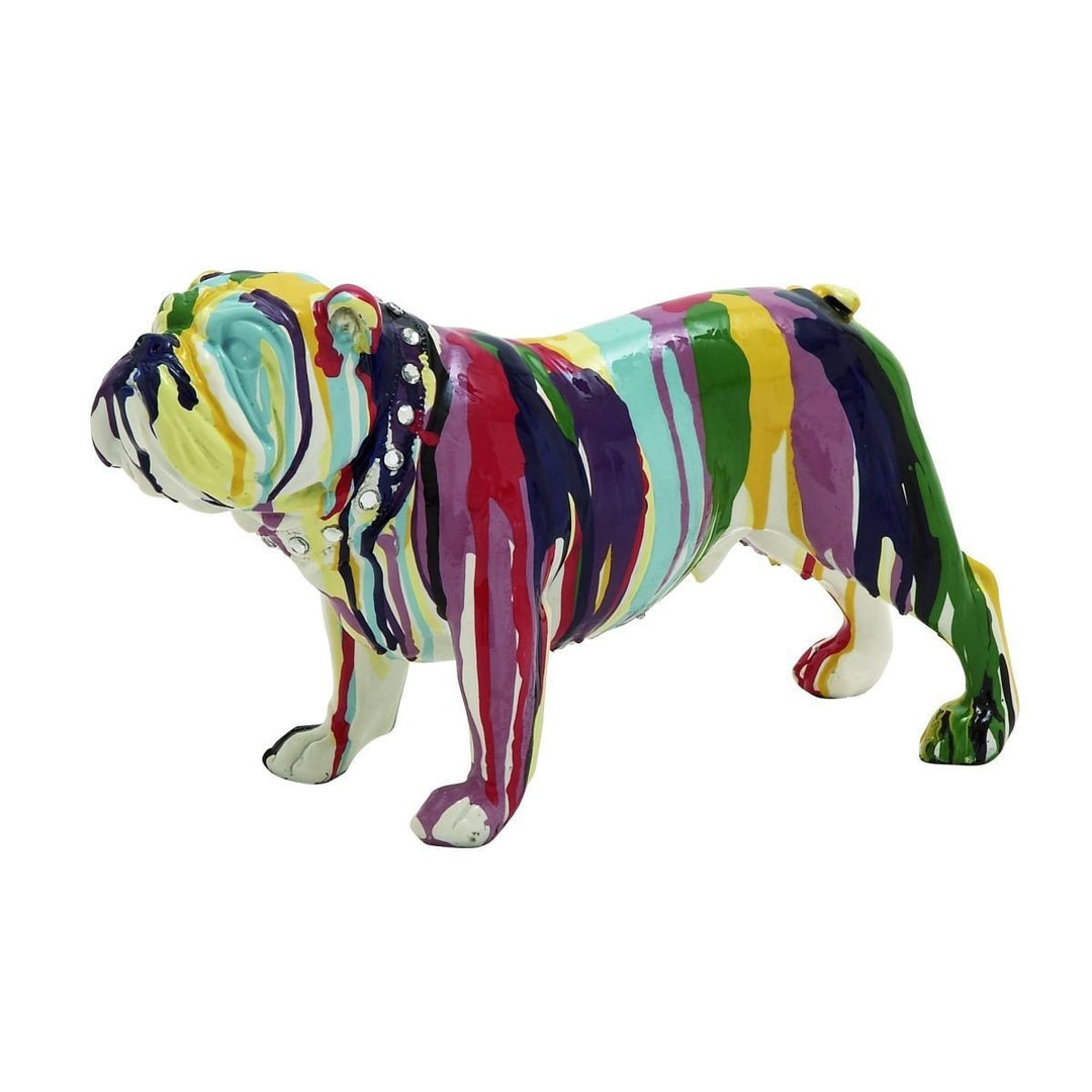 Graffiti Painted Bulldog Statue Dog Sculpture Puppy Art