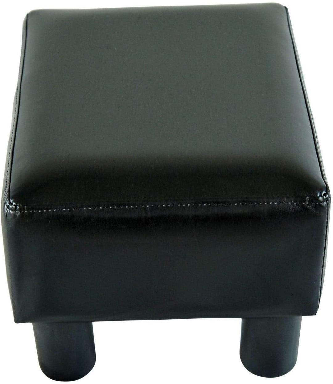 Modern Small Black Faux Leather Ottoman/Footrest Stool Solid Contemporary Rectangle - Diamond Home USA