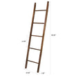 5 Bar Wood Ladder Towel Rack Tall Solid Hanging Linen Towels Dryer Bathroom Indoor Walnut Wooden Brown