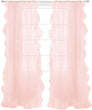 UKN Solid Sheer White Voile Window Curtains Ruffle Edge Rod Pocket 2 Panels 52" Width X 84" Length Pink Mid Century Modern Polyester Thermal