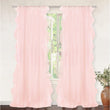 UKN Solid Sheer White Voile Window Curtains Ruffle Edge Rod Pocket 2 Panels 52" Width X 84" Length Pink Mid Century Modern Polyester Thermal