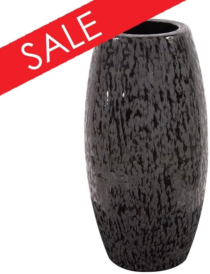 MISC Chiseled Texture Black Iron Cylinder Vase Small 12h X 6w 6d