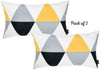 UKN Yellow Scandi Printed Lumbar Pillow Cover 12''x20'' (2 Pcs Set) Cream Abstract Scandinavian Polyester Set 2 Removable