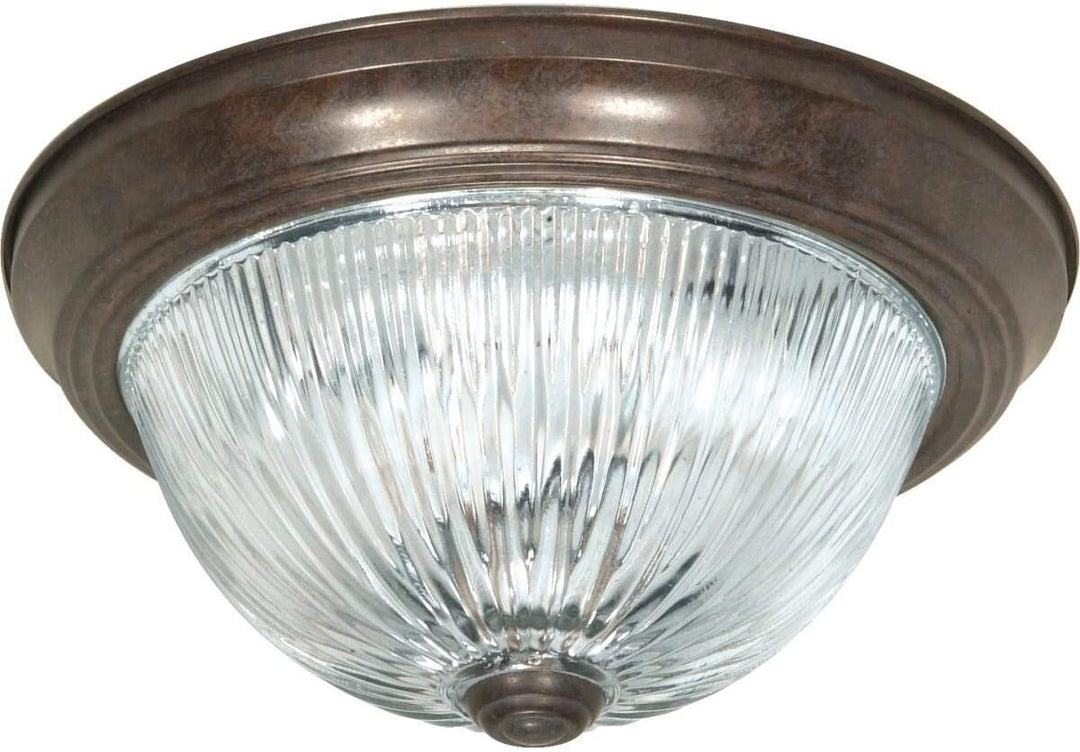 3 Light 15 Flush Mount Brown Traditional Metal