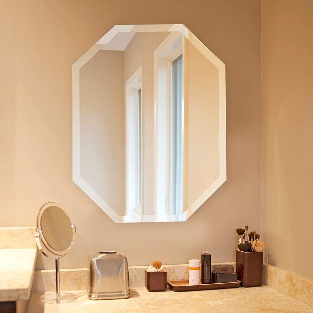 Silver Wall Octagon Mirror Octagonal Shape Hanging Geometric