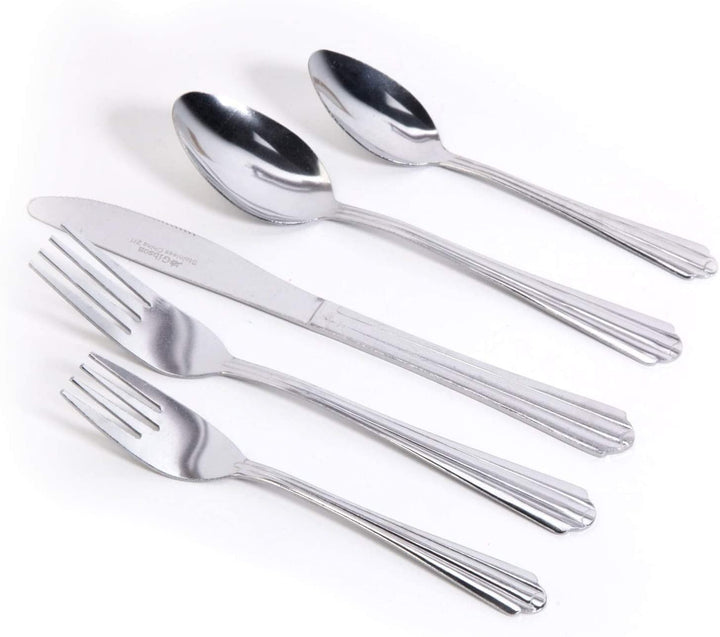 Classic 45 Piece Flatware Set Silver Stainless Steel - Diamond Home USA