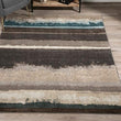 MISC Wellington Landscape Horizontal Brown/Blue Area Rug (3'3"x5'3") Brown Abstract Ombre Stripe Bohemian Eclectic Polypropylene Contains Latex Stain