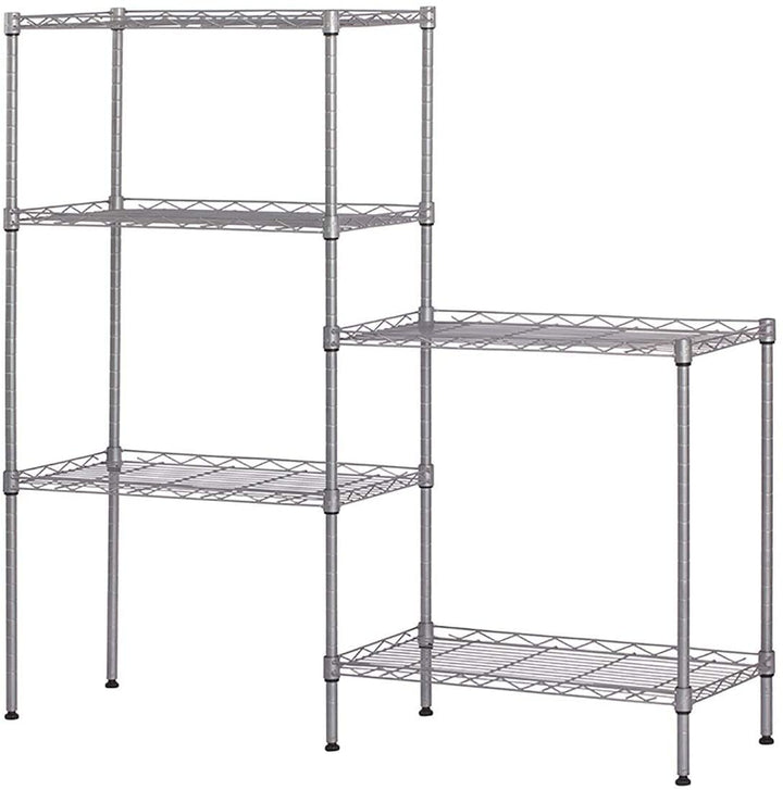 Changeable Assembly Floor Standing Carbon Steel Storage Rack Silver Metal - Diamond Home USA