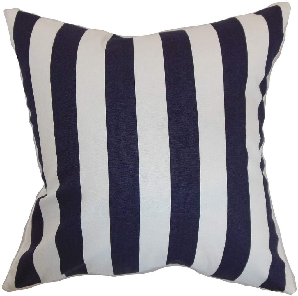 Stripes Blue Feather Filled 18 inch Throw Pillow 20" X Stripe Mid Century Modern Contemporary Cotton