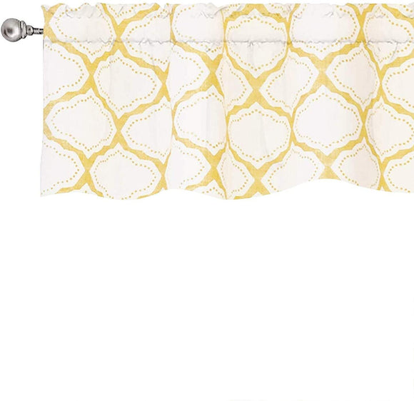 Unknown1 Geo Trellis Window Curtain Valance 52 X 14 Yellow Geometric Mid Century Modern Contemporary Polyester