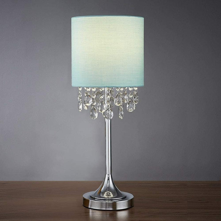 22" h Crystal Pendants Table Lamp Turquoise Silver Glam Modern Contemporary Chrome