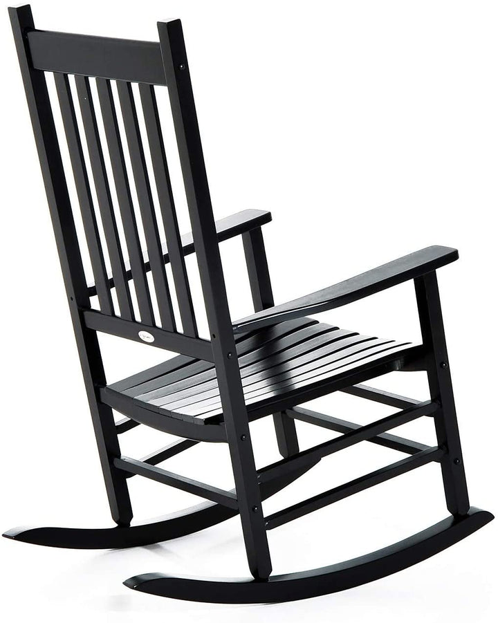 Outdoor Porch Patio Wooden Rocking Chair Black Modern Contemporary Wood Weather Resistant