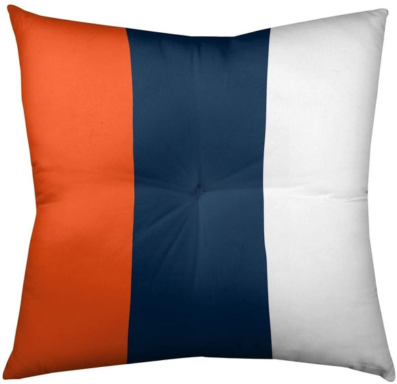 Denver Football Stripes Floor Pillow Square Tufted Orange Graphic Modern Contemporary Polyester One