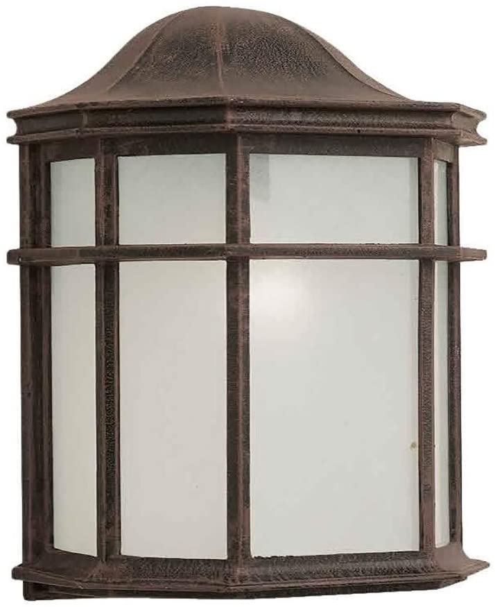 1 Light Painted Rust Outdoor Wall Lantern White Acrylic