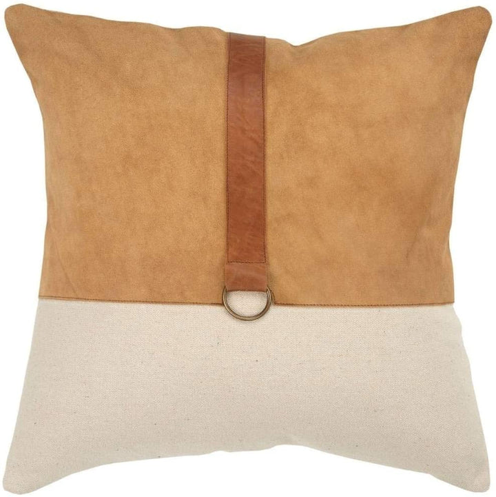 Color Block Natural/Camel Decorative Poly Filled Pillow