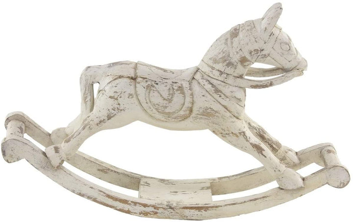 Farmhouse 17 X 27 Inch Distressed White Wooden Rocking Horse