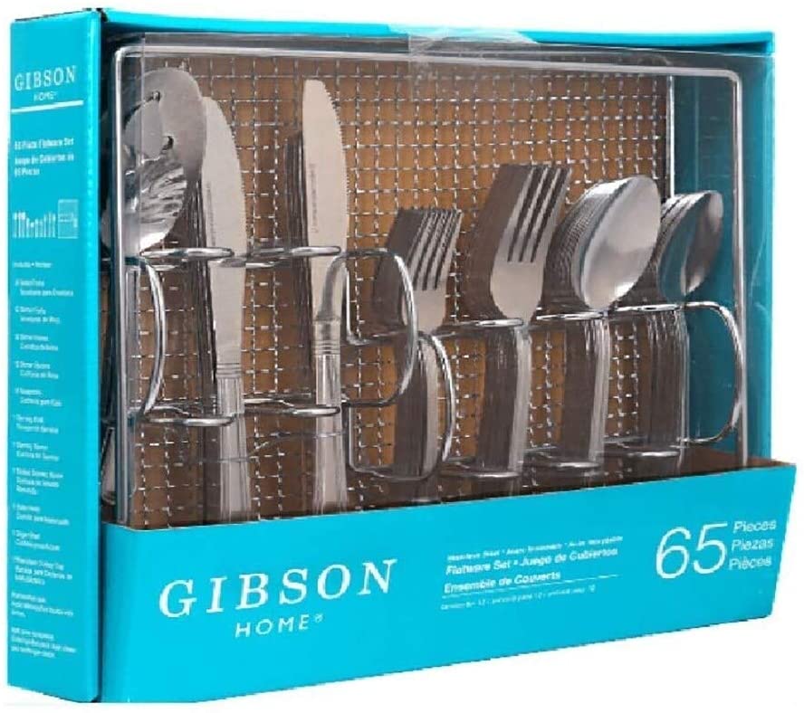 65 Piece Flatware Set Silver Stainless