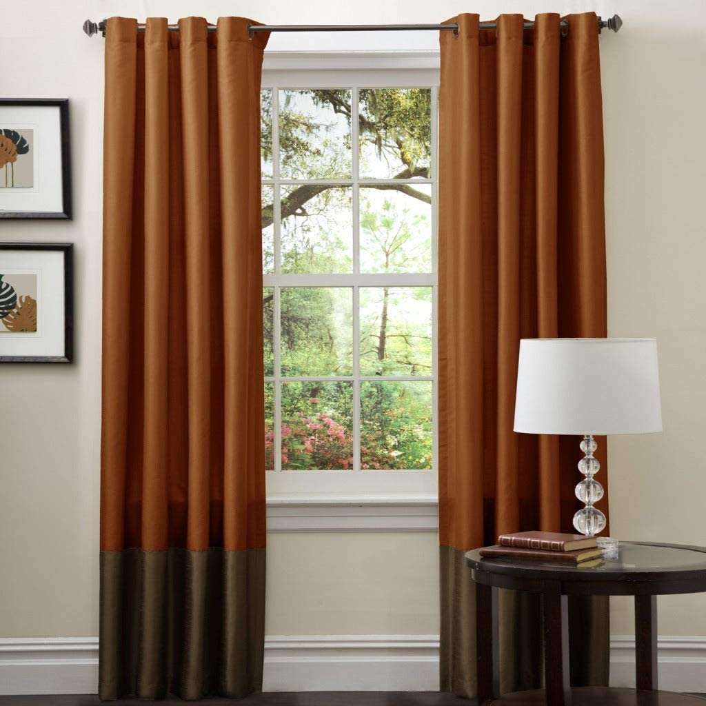 Brown/Rust 84 inch Curtain Panel Pair 84 Inches Brown Color Block Casual Modern Contemporary Traditional Polyester Energy Efficient