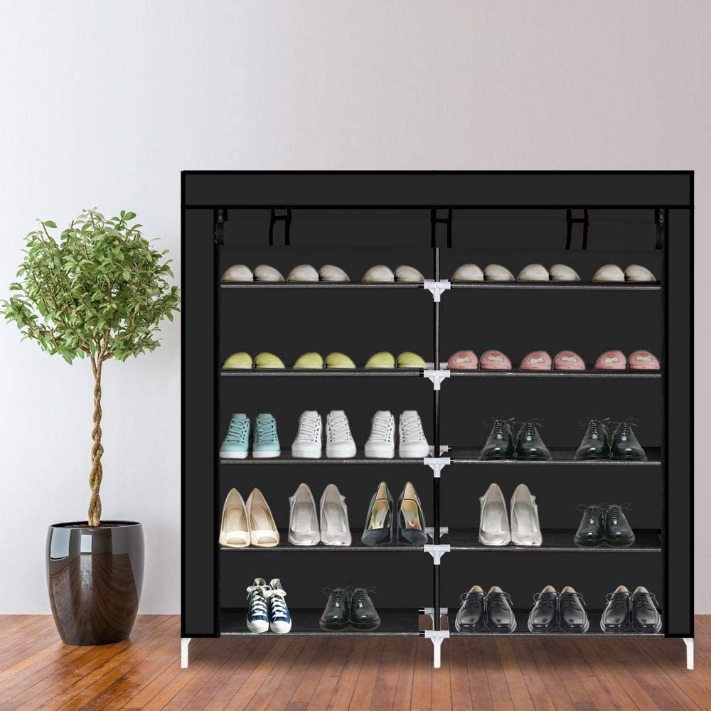 6 Tiers Portable Shoe Rack Closet Fabric Cover Storage