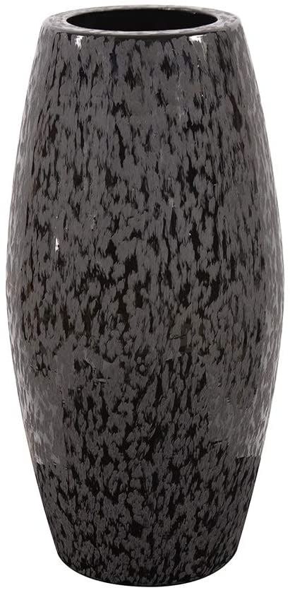 MISC Chiseled Texture Black Iron Cylinder Vase Large