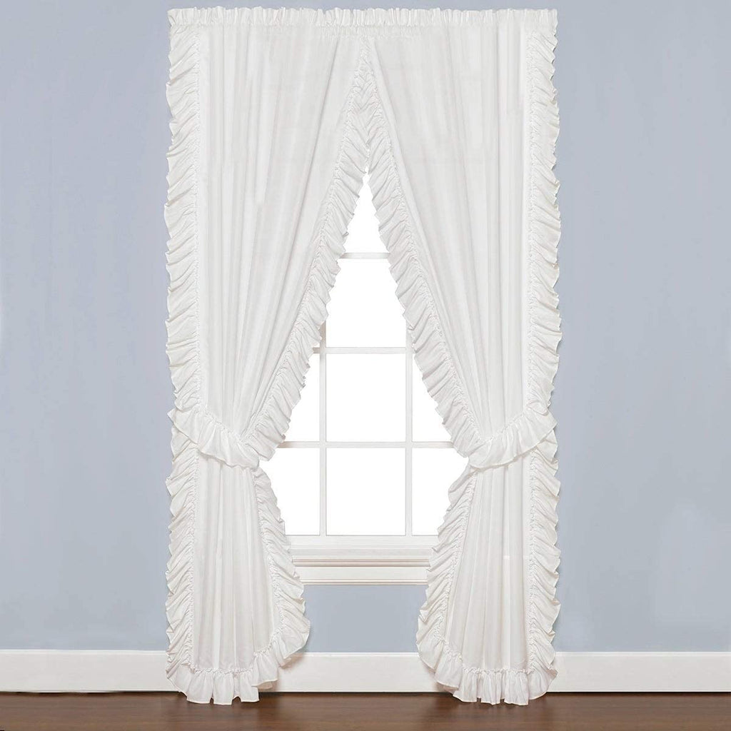 63 Inch Panel Pair Extra Wide White Solid Traditional Polyester Includes Tiebacks Width
