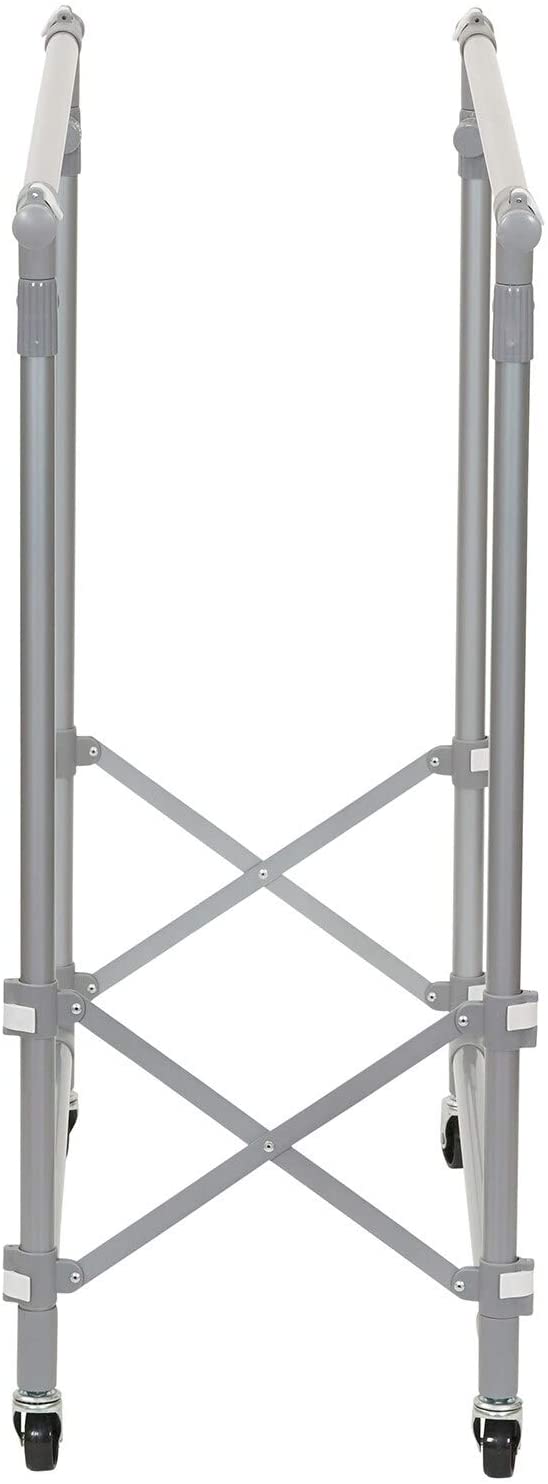 Folding Double Garment Rack Wheels | Hang Dry Clothes Silver 52'' X 16'' 62'' Grey Metal Finish