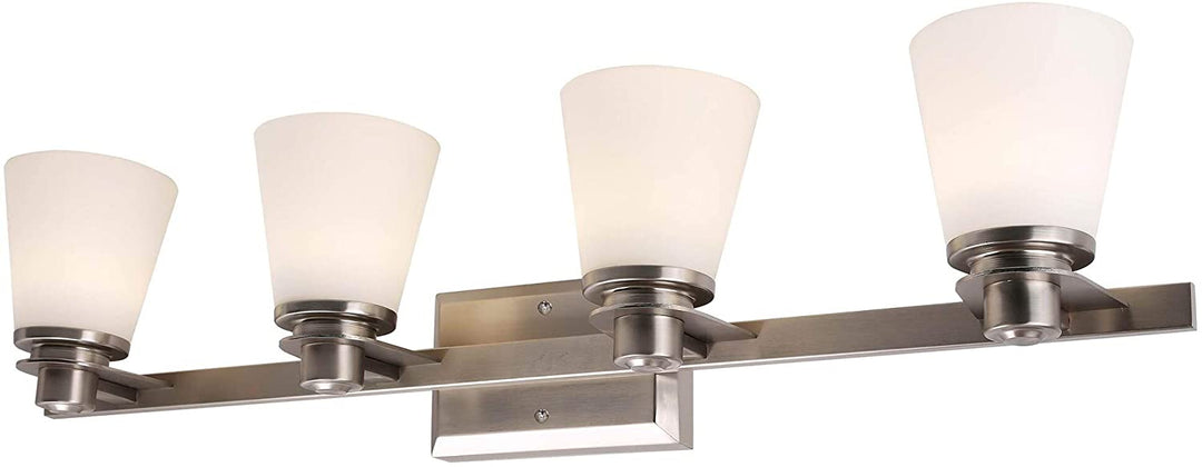 4 Light Vanity Lighting Brushed Nickel Led Integrated Glam