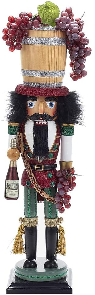 18 9 inch Hollywood Wine Barrel Hat Nutcracker - Diamond Home USA