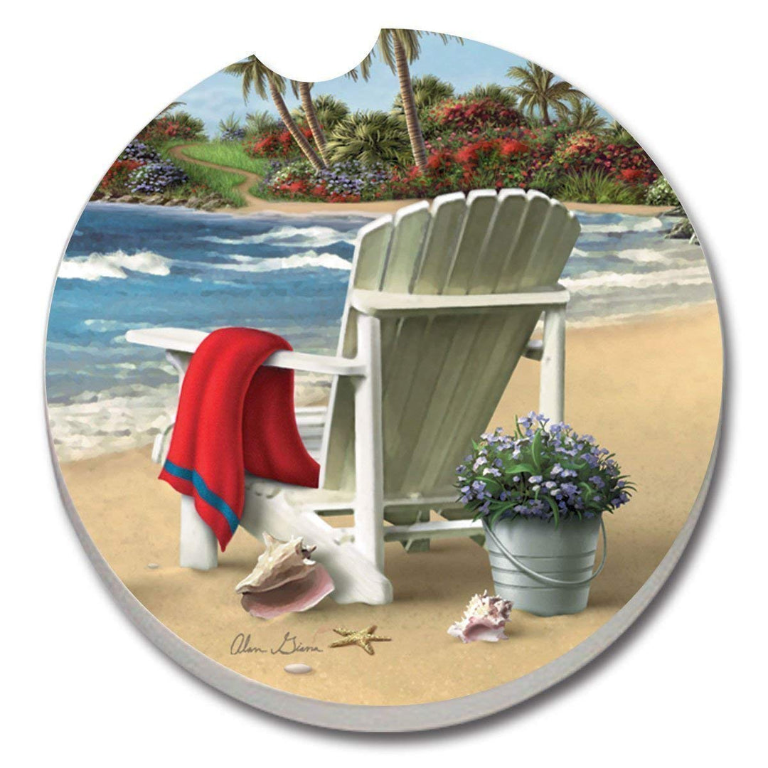 Car Coaster Beach Set Theme Round Absorbent Removable