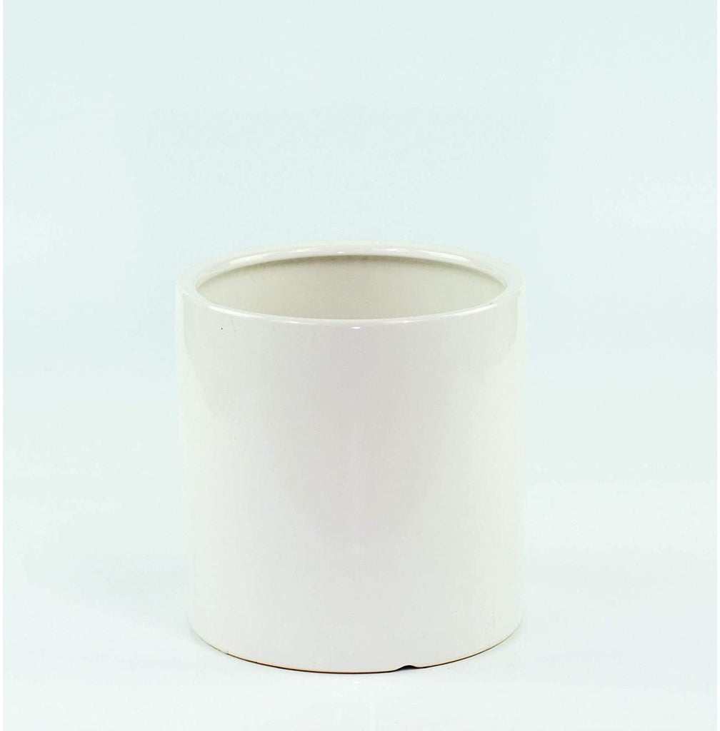 Mid Century Ceramic Pot 8" White Mid Century Modern Round Handmade