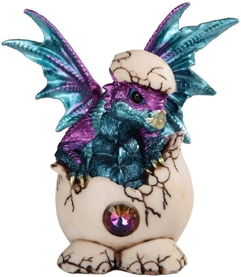 5 25" w Blue Dragon Baby Egg Statue Fantasy Decoration