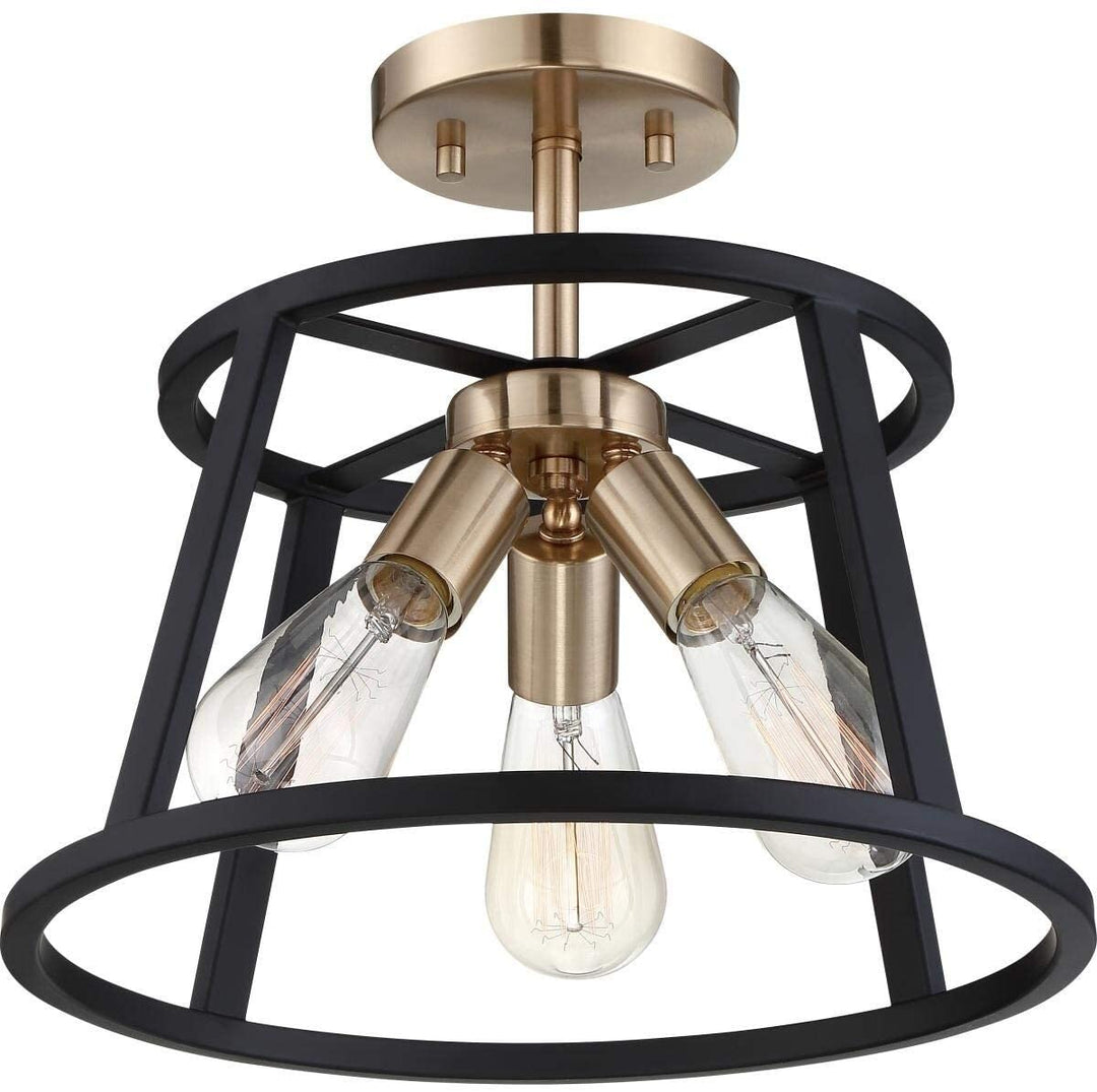 3 Light Semi Flush Mount N/ Metallic Modern Contemporary