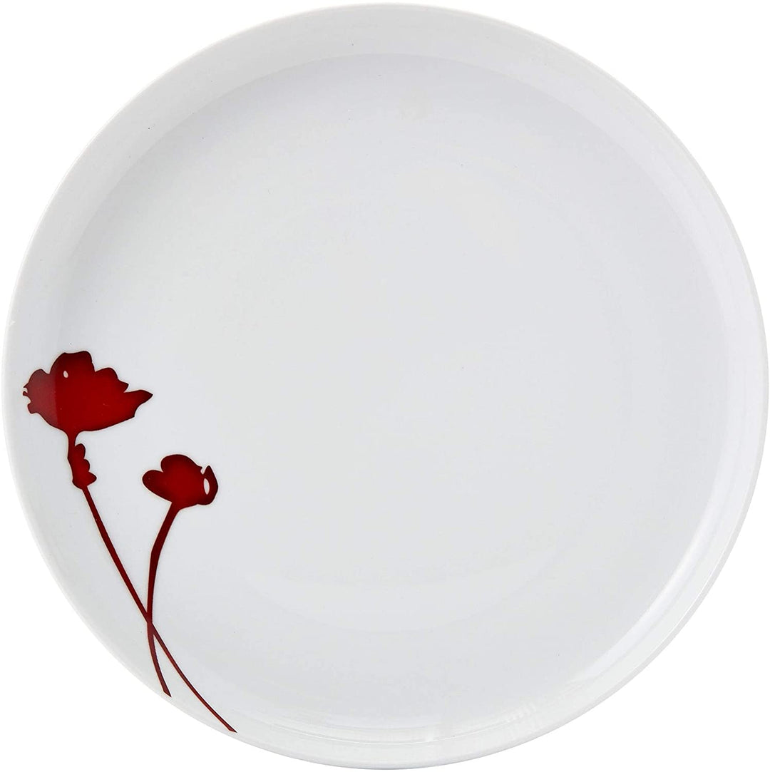 16pc 10'5" X 0'5" Red Floral Modern Contemporary Round Porcelain 16 Piece - Diamond Home USA