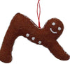 Handmade Gingerbread Felt Ornament Downward Facing Dog Pose (Nepal) Brown Wool