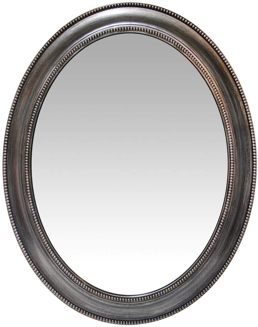 Oval Wall Mirror Vintage Silvertone Finish