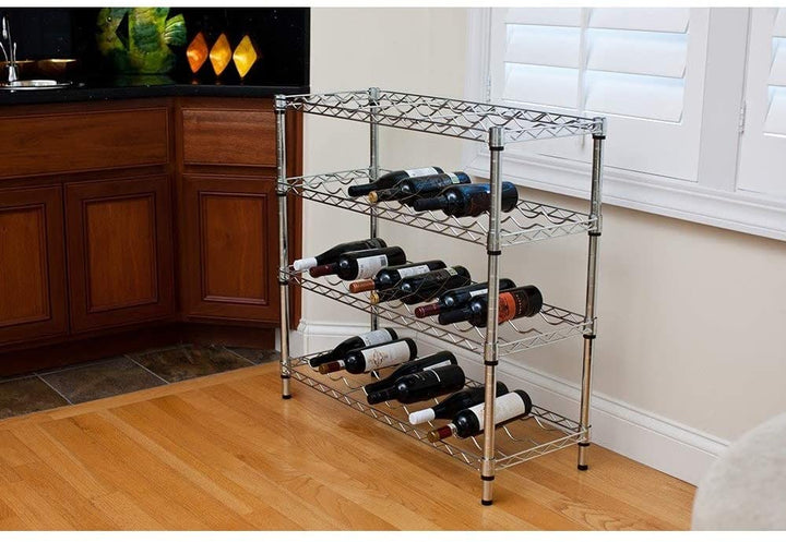 Ecostorage Wine Rack Silver Metal Steel - Diamond Home USA