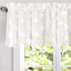 White Voile Chiffon Sheer Window Curtain Valance Cream Floral Modern Contemporary 100% Polyester Embroidered